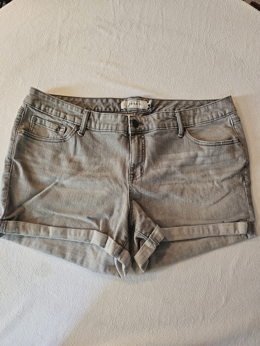 Torrid Gray Denim Shorts High Rise Cuffed Hem Plus Size 20